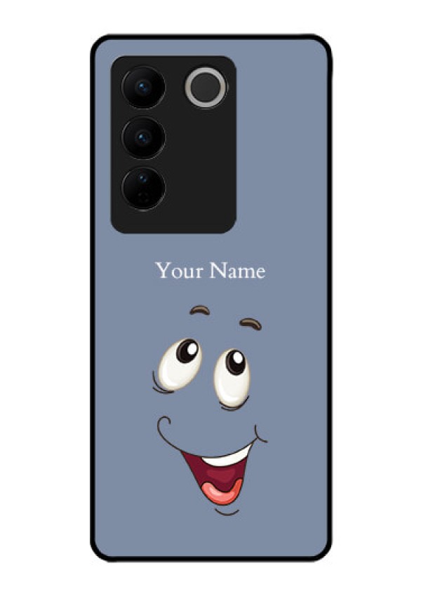 Vivo V27 Pro Photo Printing on Glass Case - Laughing Cartoon Face Design