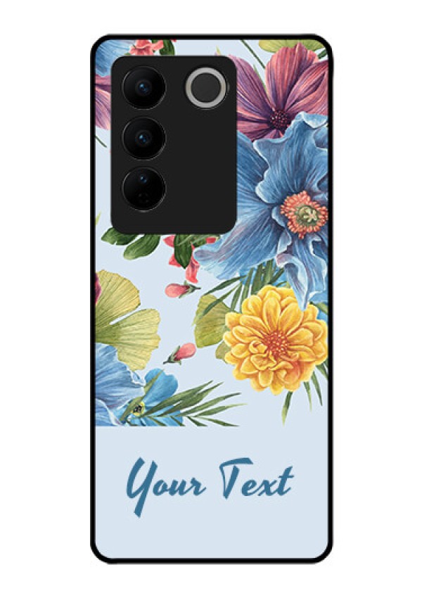 Vivo V27 Pro Custom Glass Mobile Case - Stunning Watercolored Flowers Painting Design
