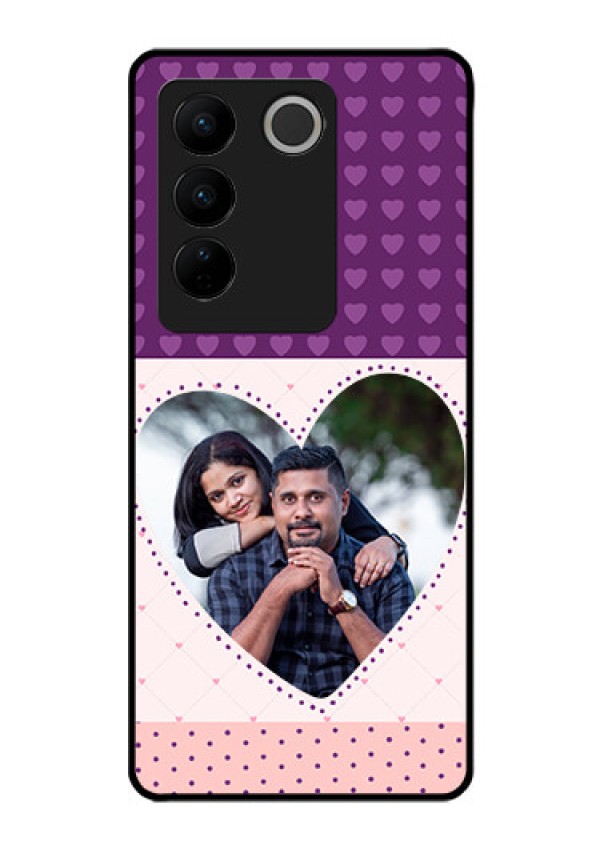 Vivo V27 5G Custom Glass Phone Case - Violet Love Dots Design