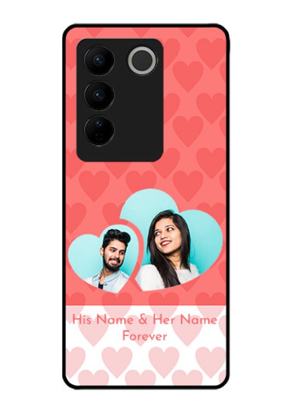 Vivo V27 5G Personalized Glass Phone Case - Couple Pic Upload Design