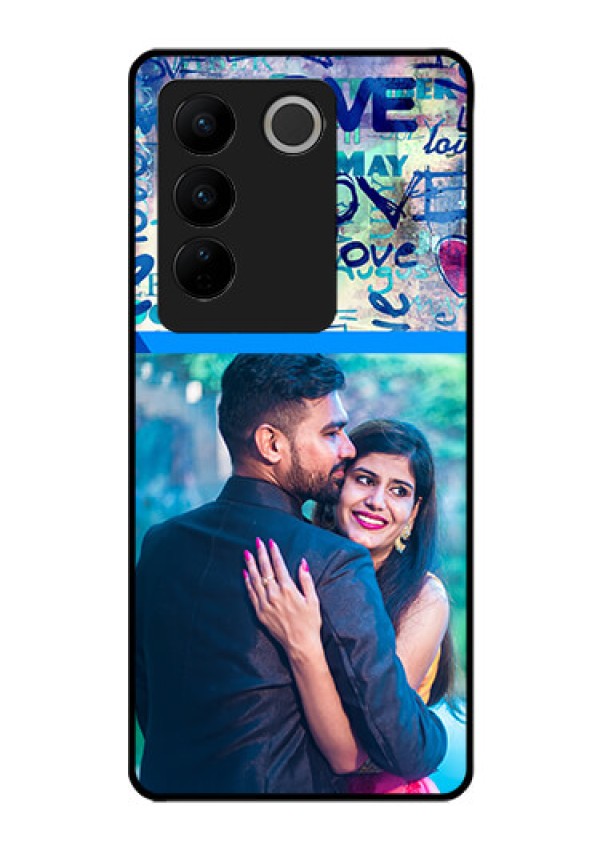 Vivo V27 5G Custom Glass Mobile Case - Colorful Love Design