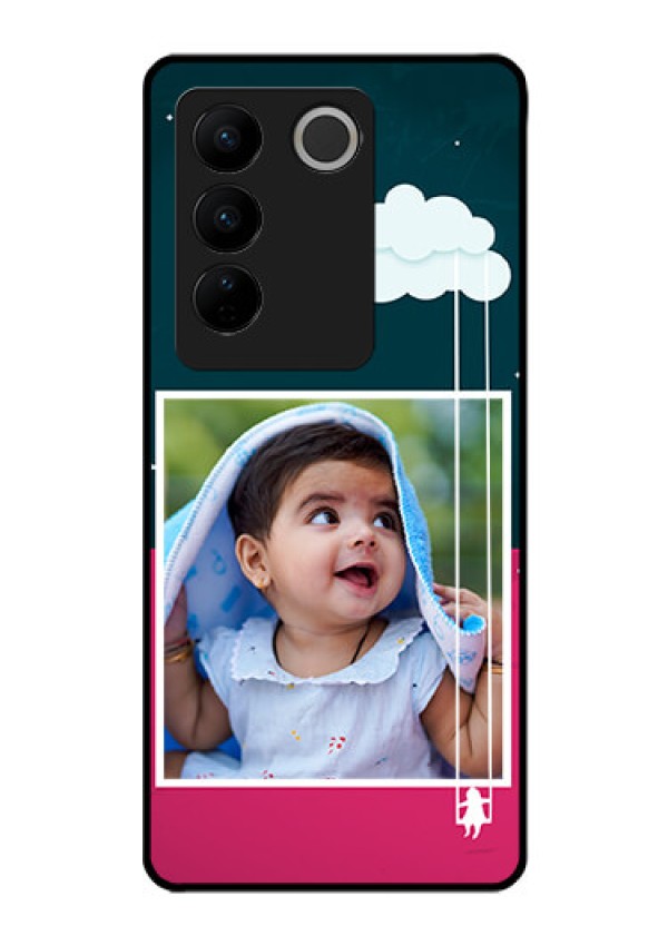 Vivo V27 5G Custom Glass Phone Case - Cute Girl with Cloud Design
