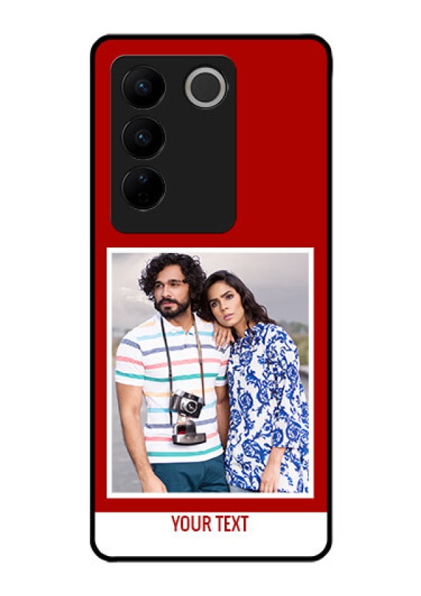 Vivo V27 5G Personalized Glass Phone Case - Simple Red Color Design