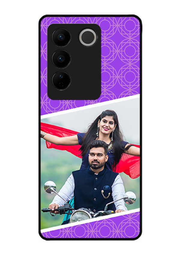 Vivo V27 5G Custom Glass Phone Case - Violet Pattern Design
