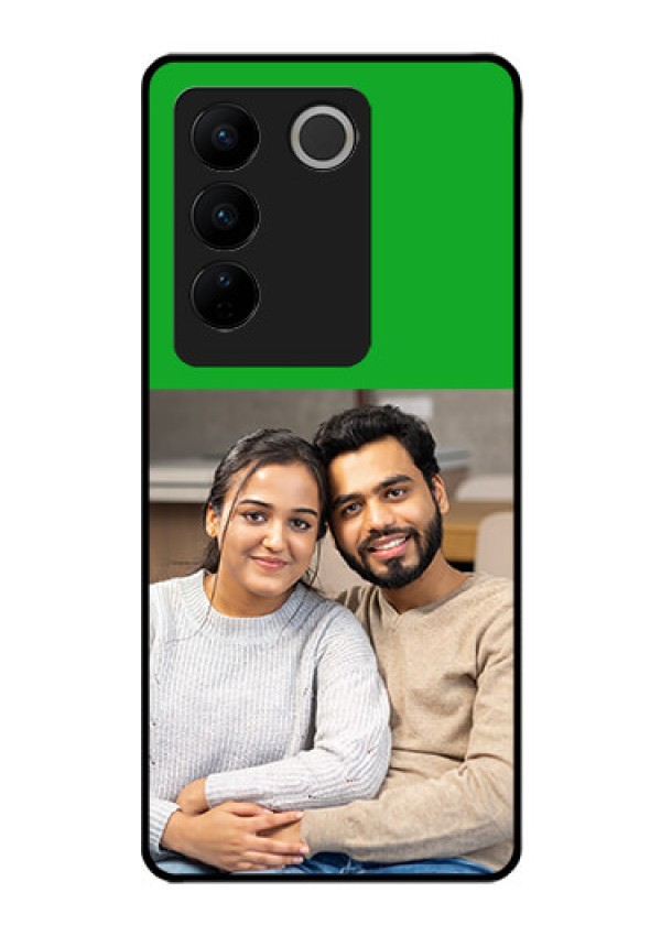 Vivo V27 5G Personalized Glass Phone Case - Green Pattern Design