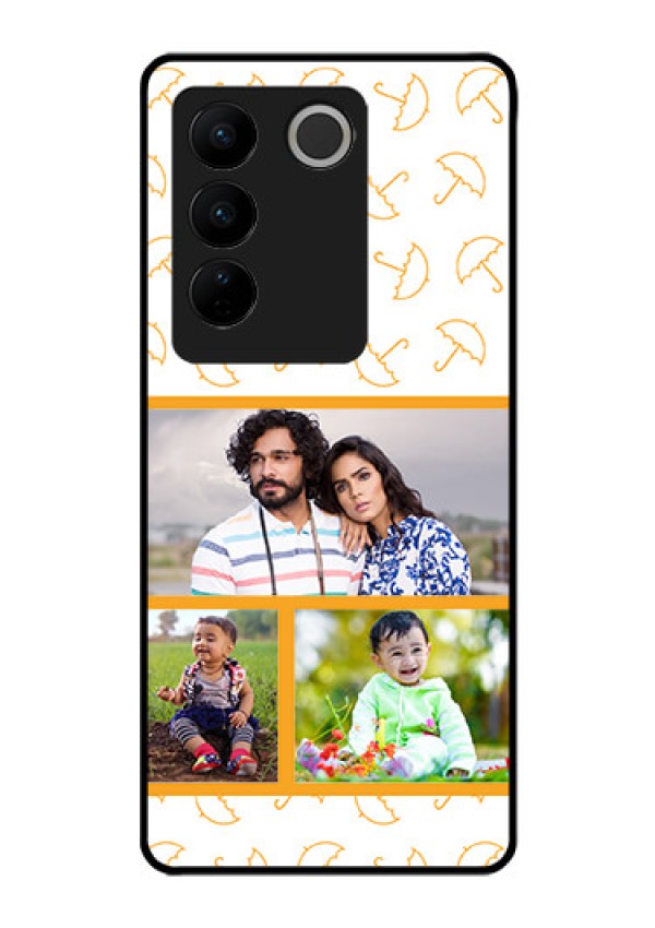 Vivo V27 5G Custom Glass Mobile Case - Yellow Pattern Design