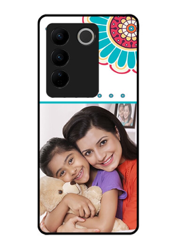 Vivo V27 5G Custom Glass Phone Case - Flower Design