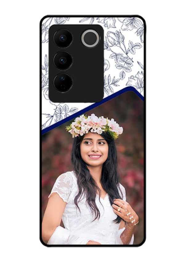 Vivo V27 5G Personalized Glass Phone Case - Premium Floral Design