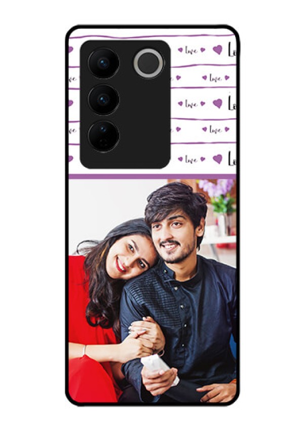 Vivo V27 5G Custom Glass Mobile Case - Couples Heart Design