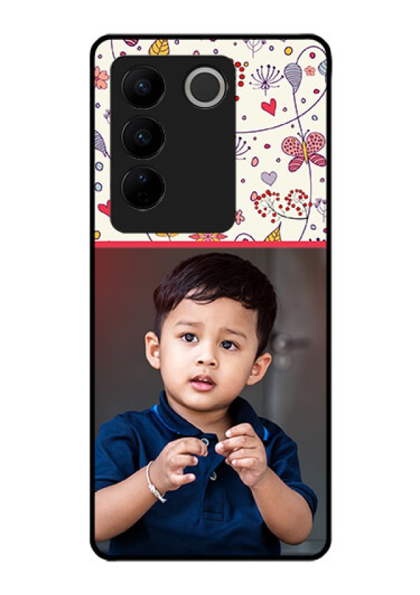 Vivo V27 5G Custom Glass Mobile Case - Premium Floral Design