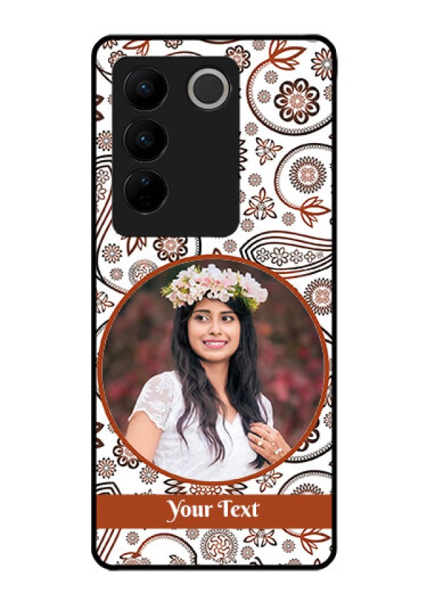 Vivo V27 5G Custom Glass Mobile Case - Abstract Flower Design