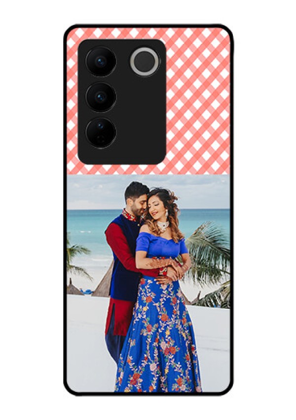 Vivo V27 5G Personalized Glass Phone Case - Pink Pattern Design