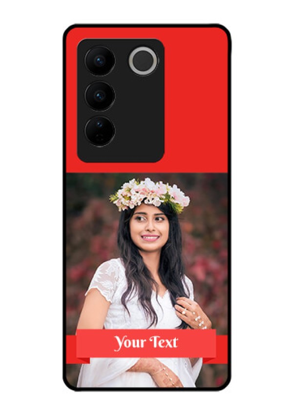 Vivo V27 5G Custom Glass Phone Case - Simple Red Color Design