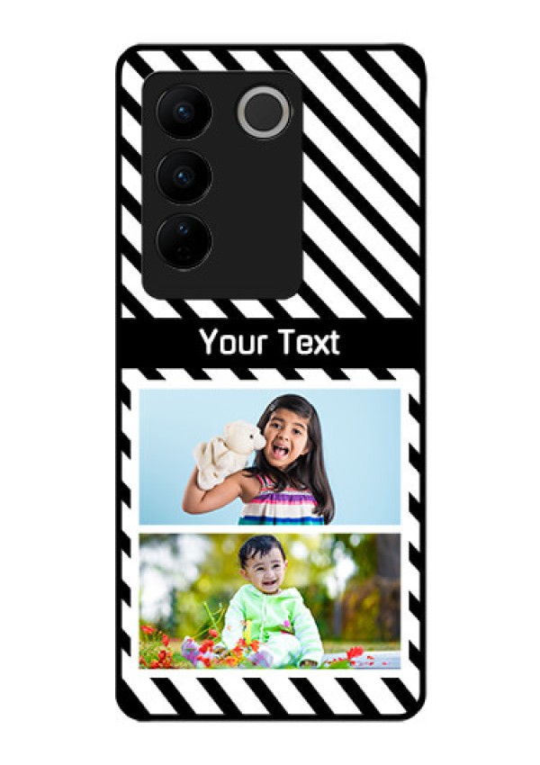 Vivo V27 5G Photo Printing on Glass Case - Black And White Stripes Design
