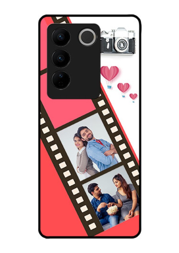 Vivo V27 5G Personalized Glass Phone Case - 3 Image Holder with Film Reel