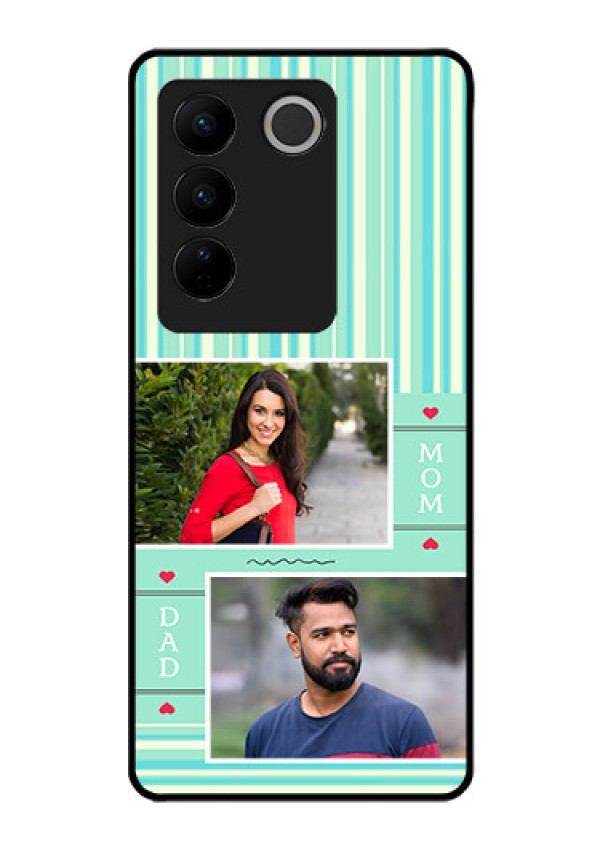 Vivo V27 5G Custom Glass Phone Case - Mom & Dad Pic Design