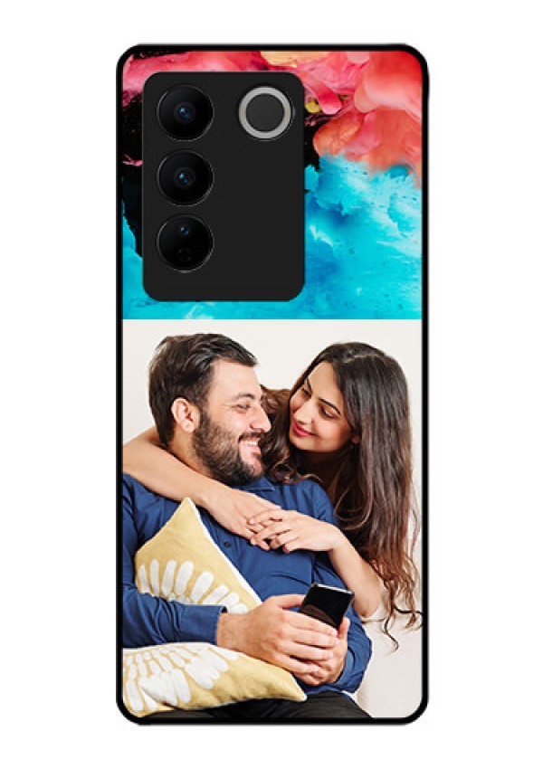 Vivo V27 5G Custom Glass Mobile Case - Quote with Acrylic Painting Design