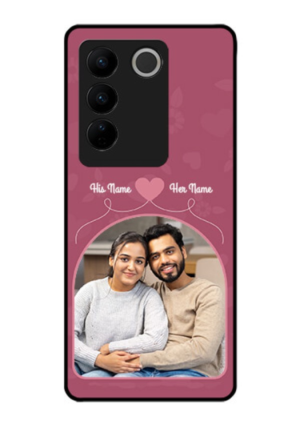 Vivo V27 5G Photo Printing on Glass Case - Love Floral Design