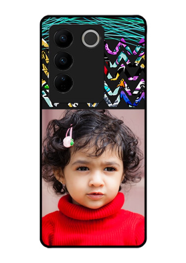 Vivo V27 5G Personalized Glass Phone Case - Neon Abstract Design