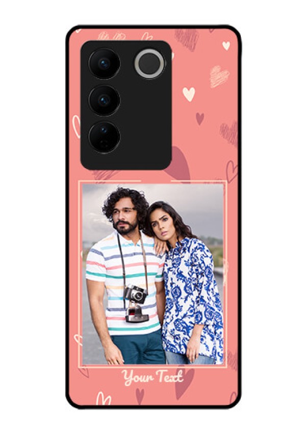 Vivo V27 5G Custom Glass Phone Case - Love doodle art Design