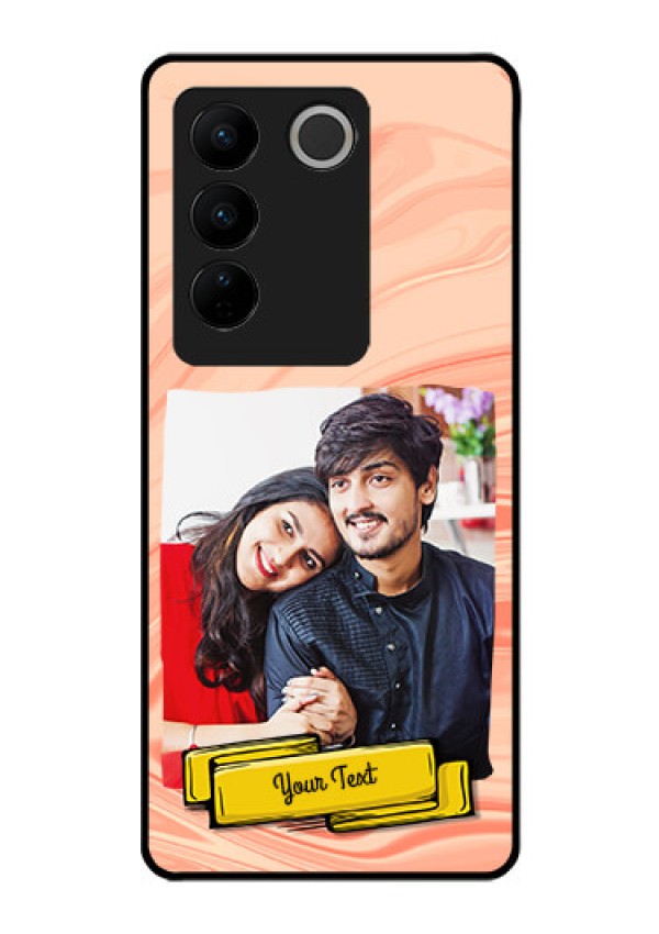 Vivo V27 5G Personalized Glass Phone Case - Marble Texture Design