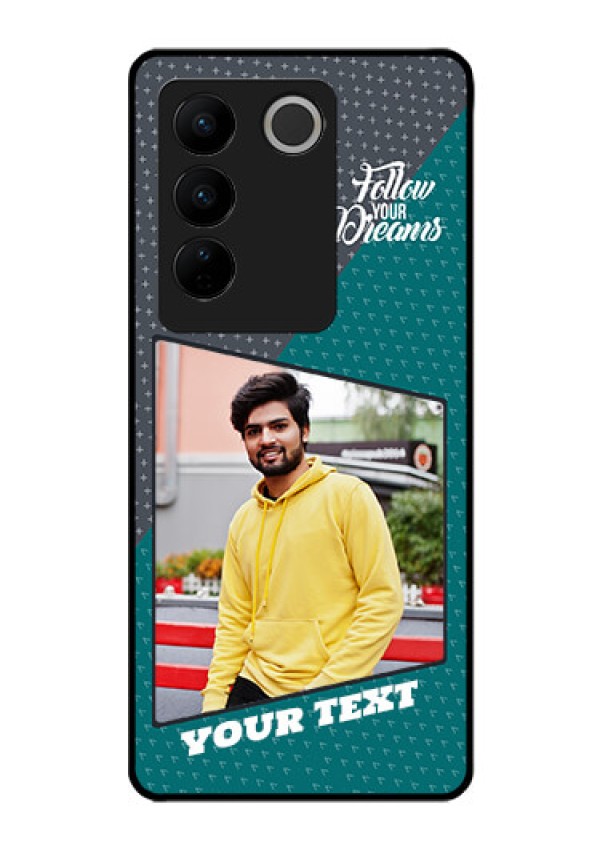Vivo V27 5G Personalized Glass Phone Case - Background Pattern Design with Quote