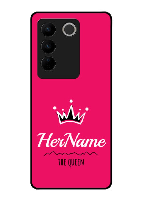Vivo V27 5G Glass Phone Case Queen with Name