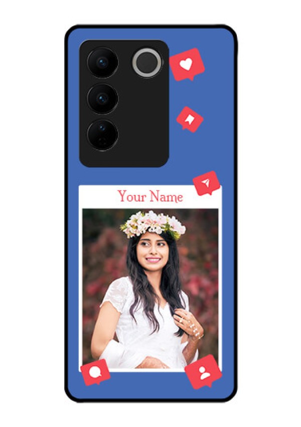 Vivo V27 Custom Glass Phone Case - Like Share And Comment Design
