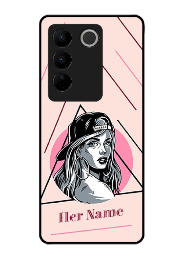 Vivo V27 Personalized Glass Phone Case - Rockstar Girl Design