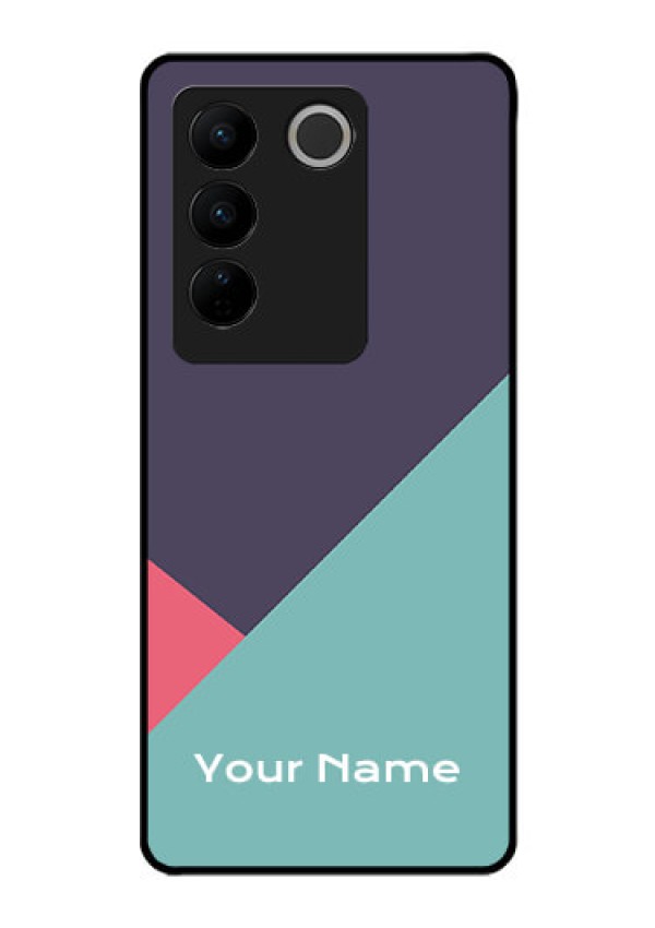 Vivo V27 Custom Glass Mobile Case - Tri Color abstract Design