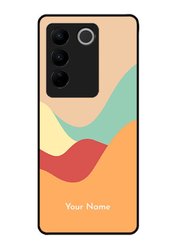 Vivo V27 Personalized Glass Phone Case - Ocean Waves Multi-colour Design