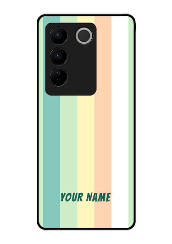 Vivo V27 Photo Printing on Glass Case - Multi-colour Stripes Design