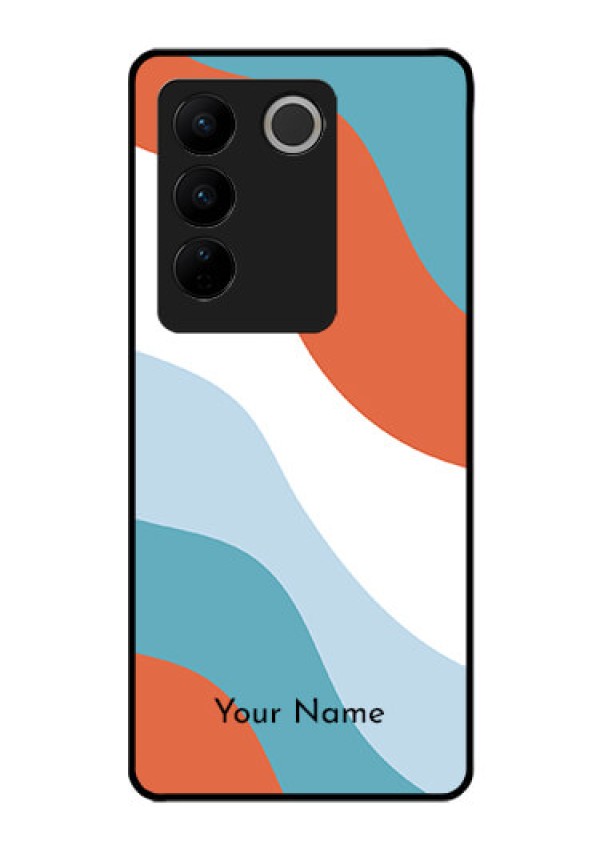 Vivo V27 Custom Glass Mobile Case - coloured Waves Design