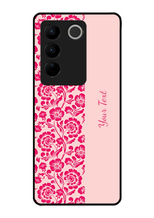 Vivo V27 Custom Glass Phone Case - Attractive Floral Pattern Design