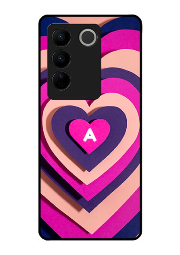 Vivo V27 Custom Glass Mobile Case - Cute Heart Pattern Design