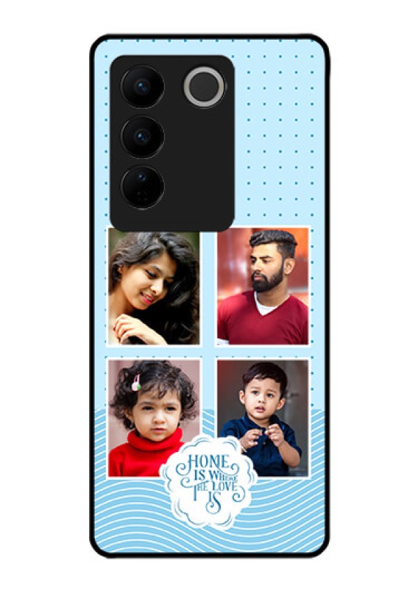 Vivo V27 Custom Glass Phone Case - Cute love quote with 4 pic upload Design