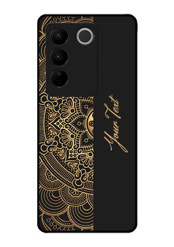 Vivo V27 Photo Printing on Glass Case - Mandala art with custom text Design