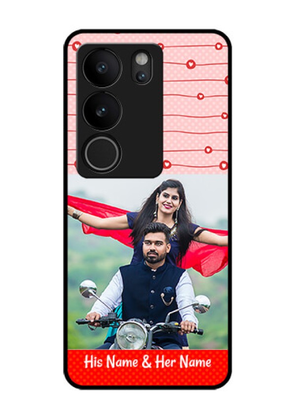 Vivo V29 5G Custom Glass Phone Case - Red Pattern Case Design