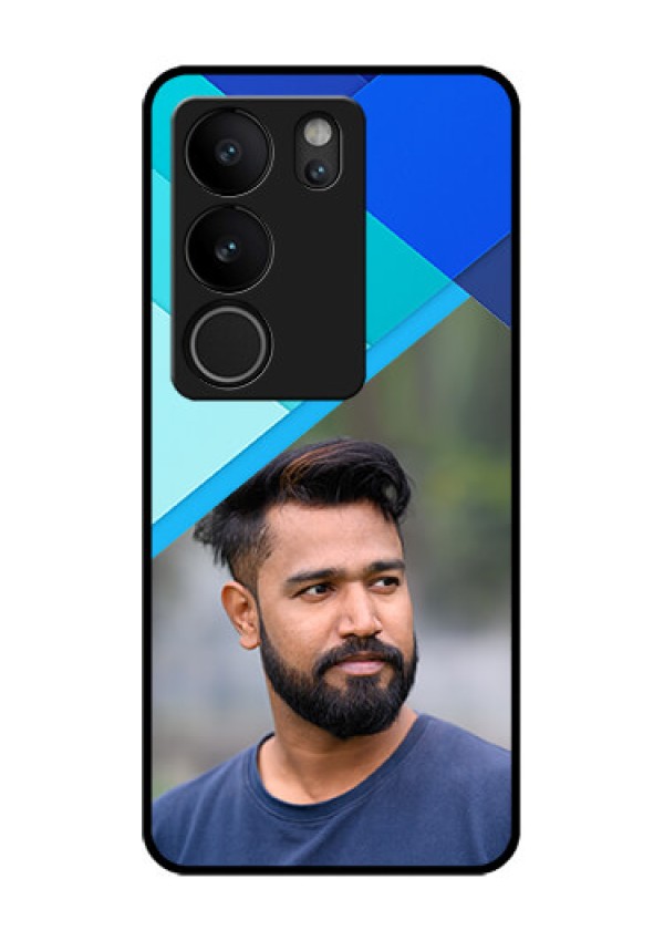Vivo V29 5G Custom Glass Phone Case - Blue Pattern Design