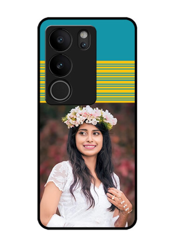 Vivo V29 5G Custom Glass Phone Case - Yellow & Blue Design