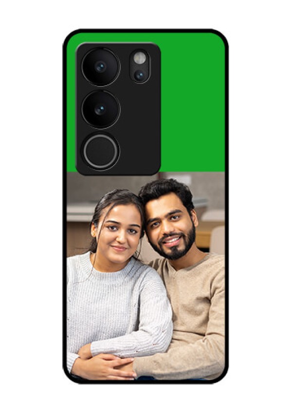 Vivo V29 5G Custom Glass Phone Case - Green Pattern Design
