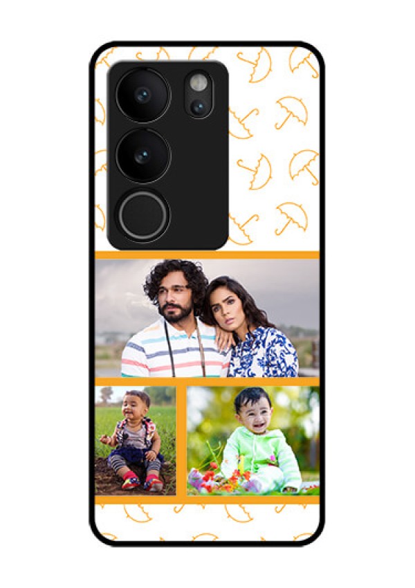 Vivo V29 5G Custom Glass Phone Case - Yellow Pattern Design
