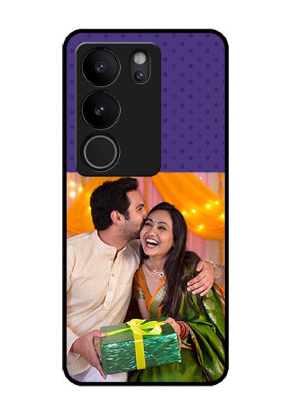 Vivo V29 5G Custom Glass Phone Case - Violet Colored Pattern Design
