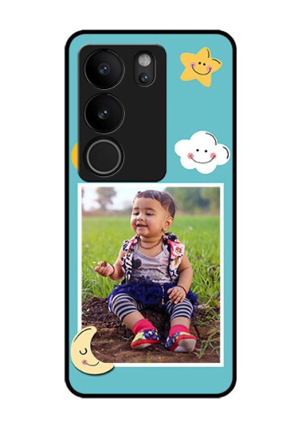 Vivo V29 5G Custom Glass Phone Case - Smiley Kids Stars Design