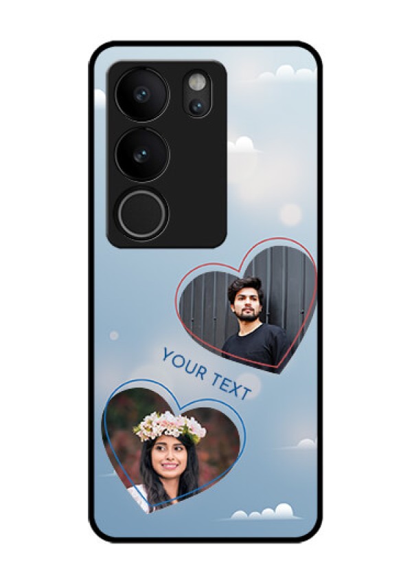 Vivo V29 5G Custom Glass Phone Case - Blue Color Couple Design