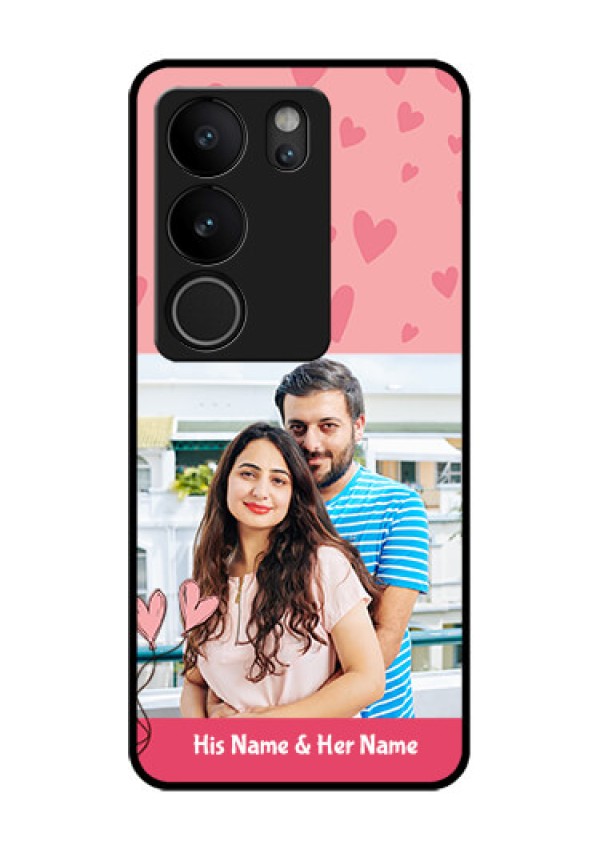 Vivo V29 5G Custom Glass Phone Case - Love Design Peach Color