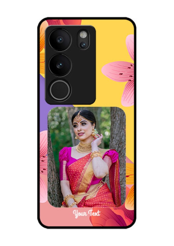 Vivo V29 5G Custom Glass Phone Case - 3 Image With Vintage Floral Design