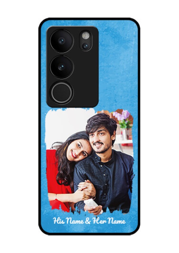 Vivo V29 5G Custom Glass Phone Case - Blue Color Vintage Design
