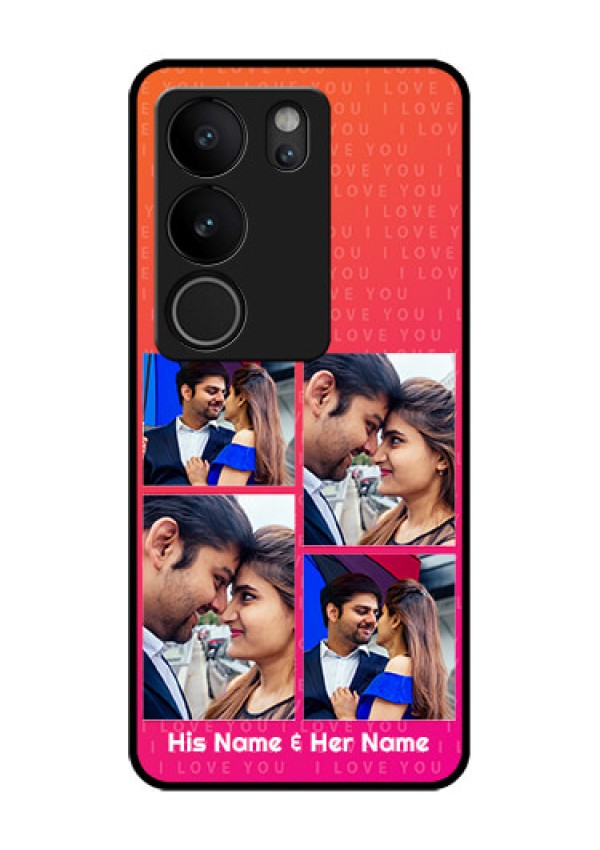 Vivo V29 5G Custom Glass Phone Case - I Love You Pink Design