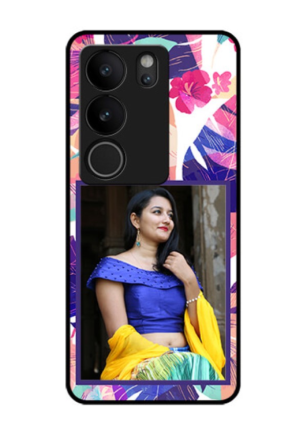 Vivo V29 5G Custom Glass Phone Case - Abstract Floral Design